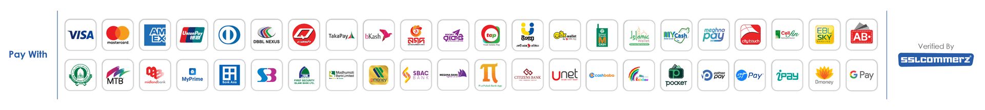 Payment methods accepted: Visa, Mastercard, bKash, Nagad, etc.